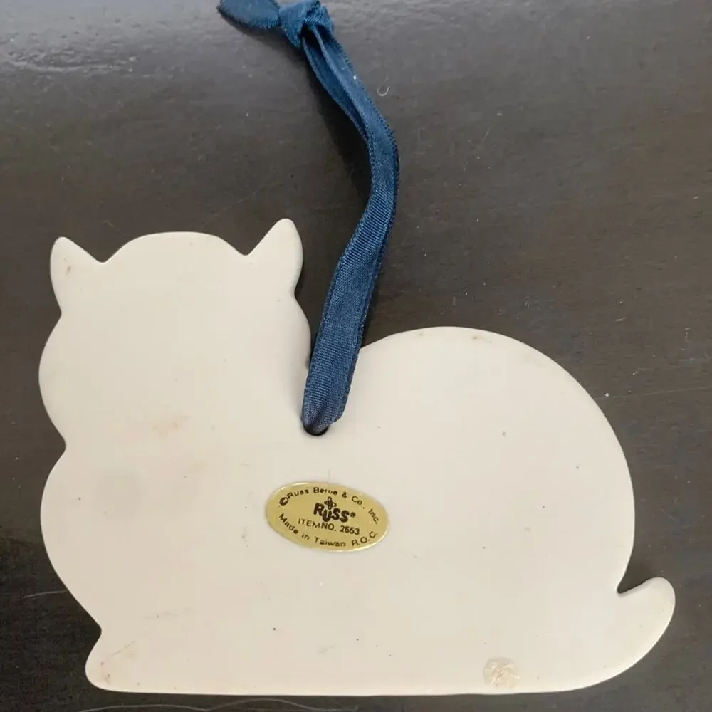 Vintage Russ Porcelain Cat Ornament